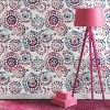 RoomMates Bohemian Peel & Stick Wallpaper Pink/Blue: Removable Vinyl, Self-Adhesive, Modern Medallion Pattern, 28.2 Sq Ft - 2 of 4