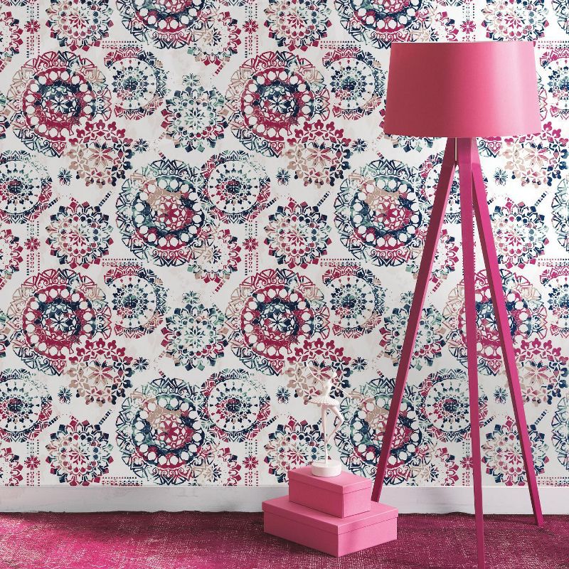 RoomMates Bohemian Peel &#38; Stick Wallpaper Pink/Blue, 3 of 8