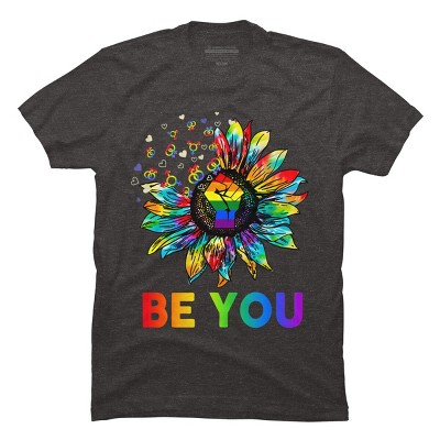 Adult Design By Humans Be You Sunflower Power Fist Pride Rainbow By Legato Tendo T-Shirt