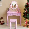 KTMBDW Kids Vanity Table and Chair Set, Girls Vanity Set with Stool, Mirror, Makeup Dressing Princess Table with 5 Drawers for Little Girls Age 3+ - 2 of 4