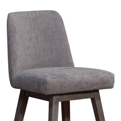 Gray Oak Wood Swivel Counter Stool with Mocha Fabric