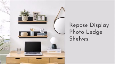 Chestnut and Black Wood Floating Wall Shelves Set of 2