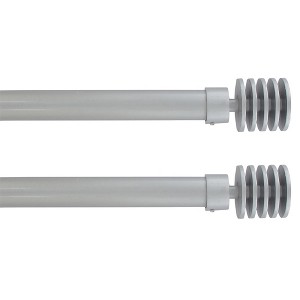 Evideco French Home Goods Adjustable Single Curtain Rod 50"-82" with Layered Disc Finials and Brackets, Available in Taupe or Gray - 1 of 4