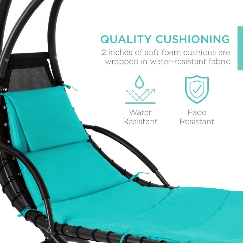 Best Choice Products Hanging Curved Chaise Lounge Chair Swing for Backyard, Patio w/ Pillow, Shade, Stand, 5 of 13
