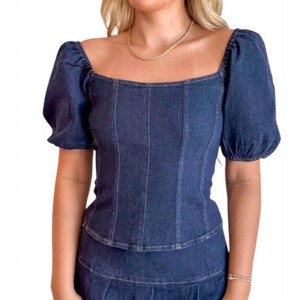 Women's Saddle Up Denim Top - Blue Blush - 1 of 2