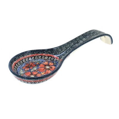 Blue Rose Polish Pottery 1178 Zaklady Large Spoon Rest