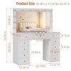 Vanity Desk with Mirror & 12 Lights, White Vanity with Power Outlet, Makeup Table with 11 Drawers - 2 of 4