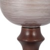 Pillar Holder with Glass Top and Turned Mango Wood and Metal Base in Modern Sculptural Design - 3 of 4