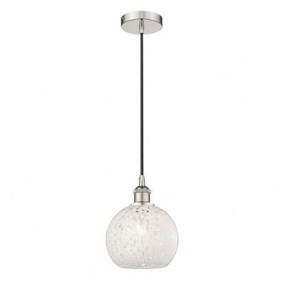 White Mouchette - 1 Light Cord Hung Mini Pendant In Modern Style-10 Inches Tall and 8 Inches Wide