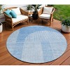 Sky Blue And Denim Blue Geometric Washable Indoor Outdoor Area Rug - 2 of 4