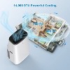 14,000 BTU Portable AC - 3-in-1 Fast Cooling for 700 Sq.Ft, Dual Motor with Dehumidifier & Remote, Ideal for Large Rooms & Campers, Black - 2 of 4