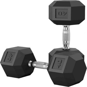 COZONY Hex Dumbbell Pair, Cast Iron Core, Rubber Coated, Textured Steel Handles for Strength Training - 1 of 4