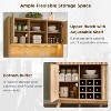 SinCiDo Modern 72" Tall Storage Hutch Wine Bar Cabinet, Fluted Coffee Bar w/LED Lights, 10 Tier Storage Shelf & 9 Grid Wine Glass Rack - 3 of 4