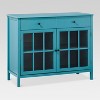 Windham 2 Door Accent Buffet, Cabinet with Shelves - Teal - Threshold™: Pine Wood, Glass Pane Doors, Storage - 2 of 4