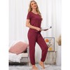 cheibear Women's Modal Soft Sleepwear Short Sleeve Nightwear with Long Sweat Pants Pajamas Set - 2 of 4