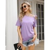 Clearlove Women's Summer Top One Shoulder Short Sleeve T-Shirts Casual Lightweight Blouses - 3 of 4