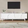 69.6" Particle Board Contemporary TV Stand with Fluted Glass Doors, Sideboard Cabinet with Adjustable Shelves and Gold Handles - 2 of 4