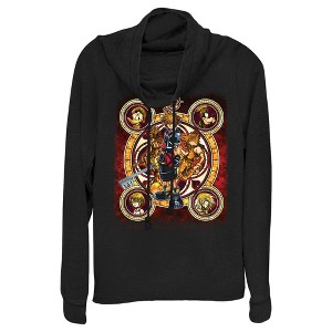 Juniors Womens Kingdom Hearts 2 Stained Glass Art Cowl Neck Sweatshirt - 1 of 4