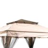 Four Seasons Courtyard 10 by 10 Foot Outdoor Powder Coated Steel Frame Polyester Pop Up Pagoda Gazebo with Mosquito Netting, Brown/Black - 4 of 4