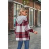 Coolmee Women's Lightweight Casual Jackets Plaid Long Sleeve Shacket Fleece Lined Hooded Jackets Button Down Warm Coats with Pockets XL Red - 3 of 4
