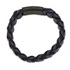 Black Bow Jewelry 17mm Black Plated Stainless Steel & Navy Blue Leather Bracelet, 8.5 In - 2 of 4
