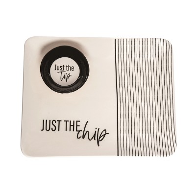 Totalee Gift Tip/Chip Platter & Bowl Set of 2 Ceramic White