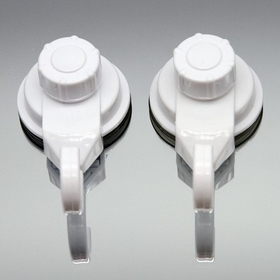White Plastic and Metal Suction Cup Wall Hooks Set of 2