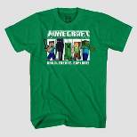 Boys' Minecraft Short Sleeve Graphic Shirt - Heathered Green XXL