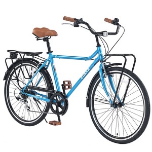 Aukfa Vintage Style 7-Speed Bike with Front and Rear Rack, Steel Frame, 26x1.5 Tires, Retro Commute Touring Bike for Women and Men - 1 of 4