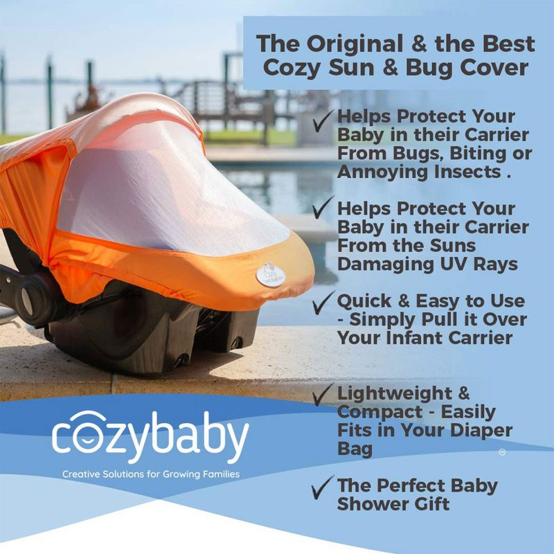 CozyBaby Lightweight Spring or Summer Cozy Mesh Sun and Bug Infant Car Seat Carrier Cover with Elasticized Edge, 4 of 8