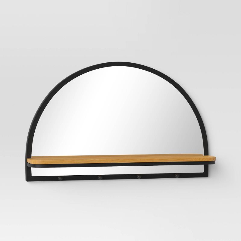 24&#34;x15&#34; Arch Wall Mirror with Shelf and Pegs Brown/Black - Threshold&#8482;, 4 of 6