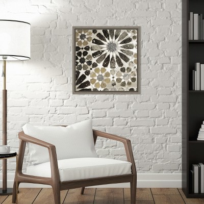 Neutral Geometric Abstract Canvas Print with Gray Frame, 16" x 16"