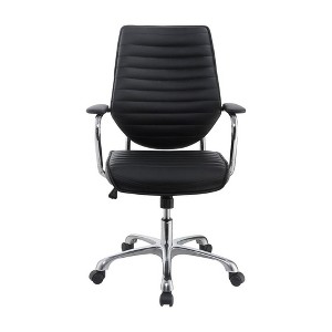 Simple Relax Leatherette and Metal Home Office Chair with Adjustable Height in Black - 1 of 4