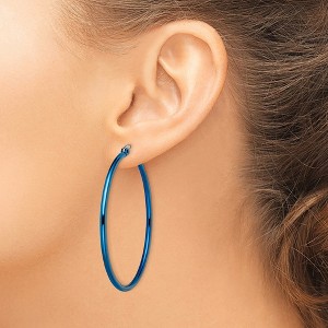 Chisel Stainless Steel Polished Blue IP-plated 49.5mm Diameter 2mm Hoop Earrings - 1 of 4