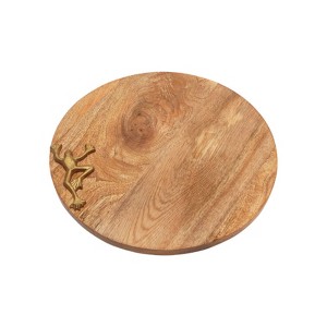 SEVOBAL Serving Platters Froggy Round Wooden Platter, Whimsical Serving Board for Elegant Entertaining, Family Parties, Brown, 13.75"*13.75"*1" - 1 of 4