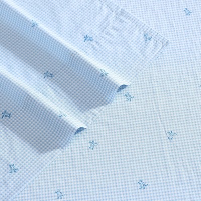 Blue Cotton Percale Queen Sheet Set with Turtle Print