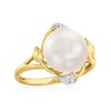 Ross-Simons 10-10.5mm Cultured Pearl Leaf Ring With Diamond Accents in 14kt Yellow Gold - 4 of 4