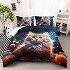 Boersma Cat Comforter Set Queen Size, 3D Animals Flowers Bedding Set, Cat Lovers Quilt Bed Set for Girls Kids Teens - 2 of 4