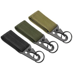 Unique Bargains Belt Keeper Key Ring Set Nylon Webbing Strap Hanging Gear Buckle Black Green Khaki 3Pcs - 1 of 4