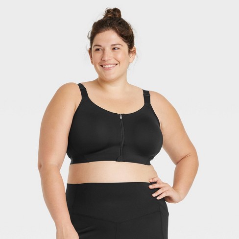 Women's High Support Sculpt Zip-front Mesh Crossback Sports Bra - All In  Motion™ Black 40d : Target