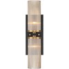 Stiffel Modern Wall Light Sconce Black Brass Hardwired 4 1/4" 2-Light Fixture Ribbed Champagne Glass Shade for Bedroom Bathroom Vanity Living Room - 4 of 4