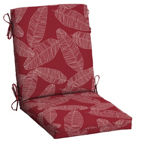 Arden Selections Outdoor Dining Chair Cushion 20 x 20 Water Repellent Fade Resistant 20 x 20 Red Leaf Palm