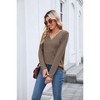 Women's Solid Color V-Neck Loose Long Sleeve T-Shirt, Casual Comfortable Top for Daily & Office Wear - 2 of 4