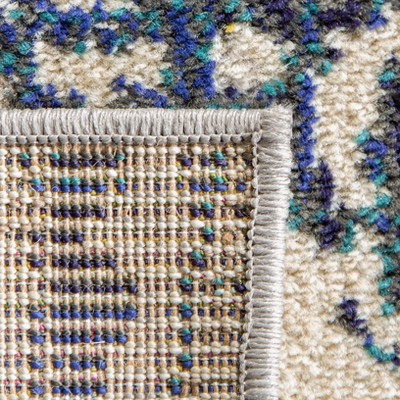 Madison Vintage Cream/Blue 9' Square Synthetic Area Rug