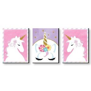 Big Dot of Happiness Rainbow Unicorn - Baby Girl Nursery Wall Art and Kids Room Decorations - Gift Ideas - 7.5 x 10 inches - Set of 3 Prints - 1 of 4