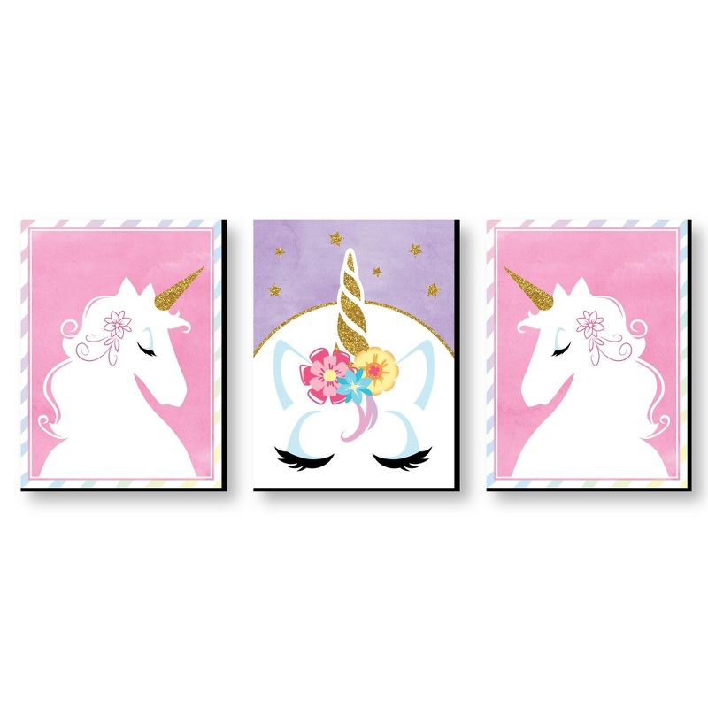 Big Dot of Happiness Rainbow Unicorn - Baby Girl Nursery Wall Art and Kids Room Decorations - Gift Ideas - 7.5 x 10 inches - Set of 3 Prints, 1 of 8