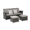 3-Piece PE Rattan Patio Seating Set,Outdoor Patio Set With Thick Cushions,Patio Small Space Chat Set,Sofa And Ottoman -Maison Boucle - 3 of 4