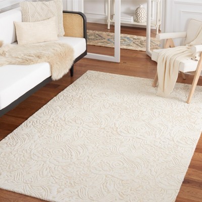 Ivory Floral Elegance 4' x 6' Hand-Tufted Wool Area Rug