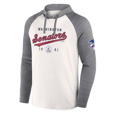 MLB Washington Nationals Men's White Long Sleeve Lightweight Bi-Blend Hooded Sweatshirt
