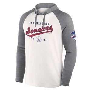 MLB Washington Nationals Men's White Long Sleeve Lightweight Bi-Blend Hooded Sweatshirt - 1 of 3